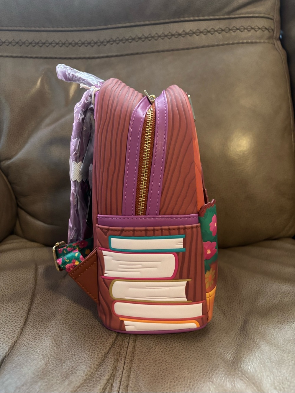 Loungefly Rapunzel Storytime Mini Backpack - Pink & Purple & Gold Accents - Picture 4 of 4